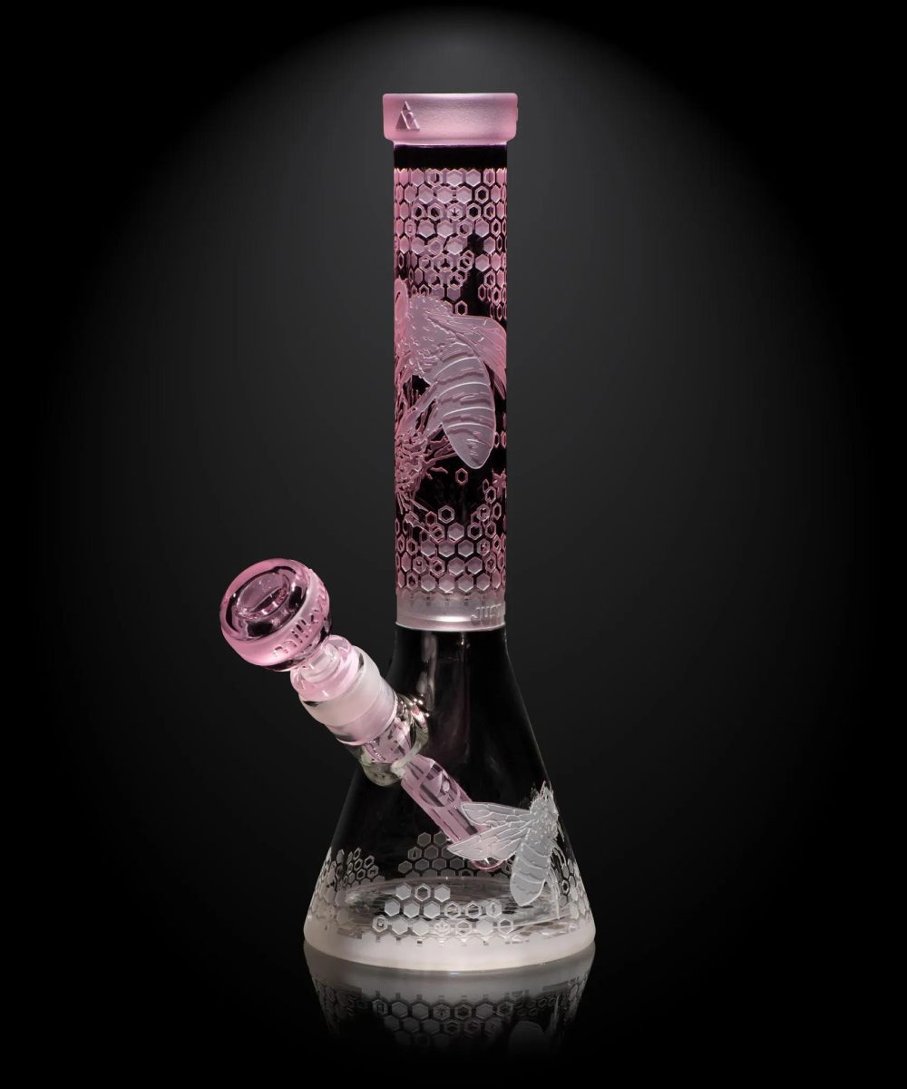 MILKY WAY GLASS: 11" MINI APIARY PINK BEAKER (MK-1204)