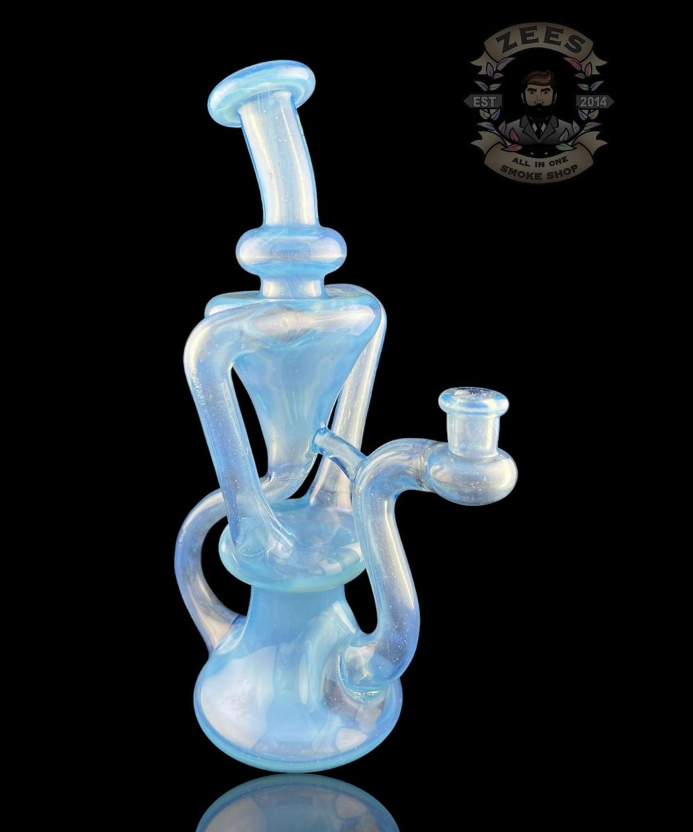 MATT D GLASS: MARINA x ICEY WHITE SATIN DUAL UPTAKE FLOATER RECYCLER