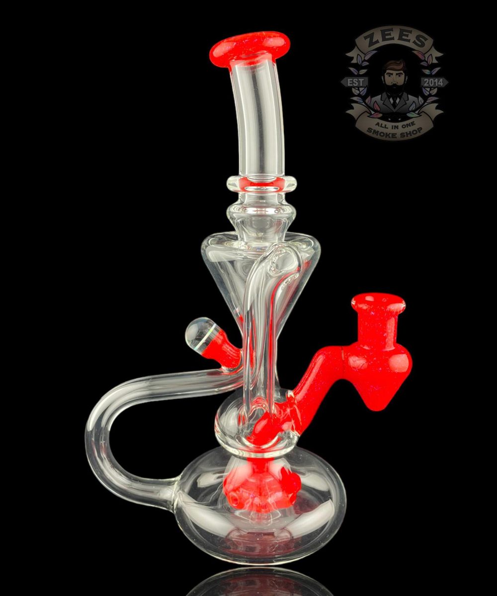 Alternative view of BOOGIE GLASS: MAGENTA x CHERRY DUAL UPTAKE FLOATER RECYCLER