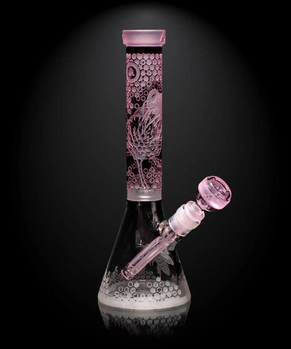 Alternative view of MILKY WAY GLASS: 11" MINI APIARY PINK BEAKER (MK-1204)