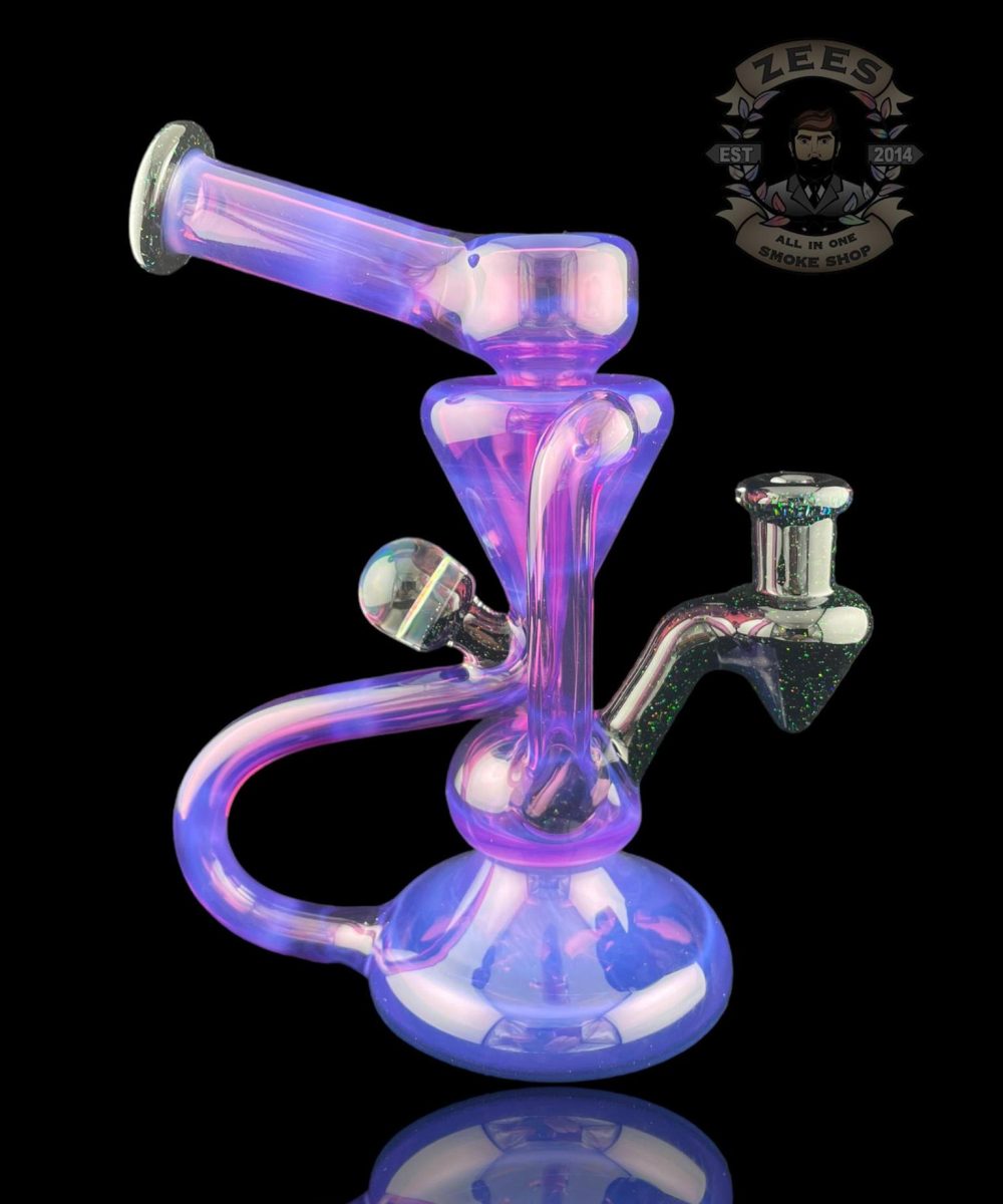 Alternative view of BOOGIE GLASS: FULLY WORKED ROYAL JELLY x BLACK CROPAL DUAL UPTAKE FLOATER RECYCLER