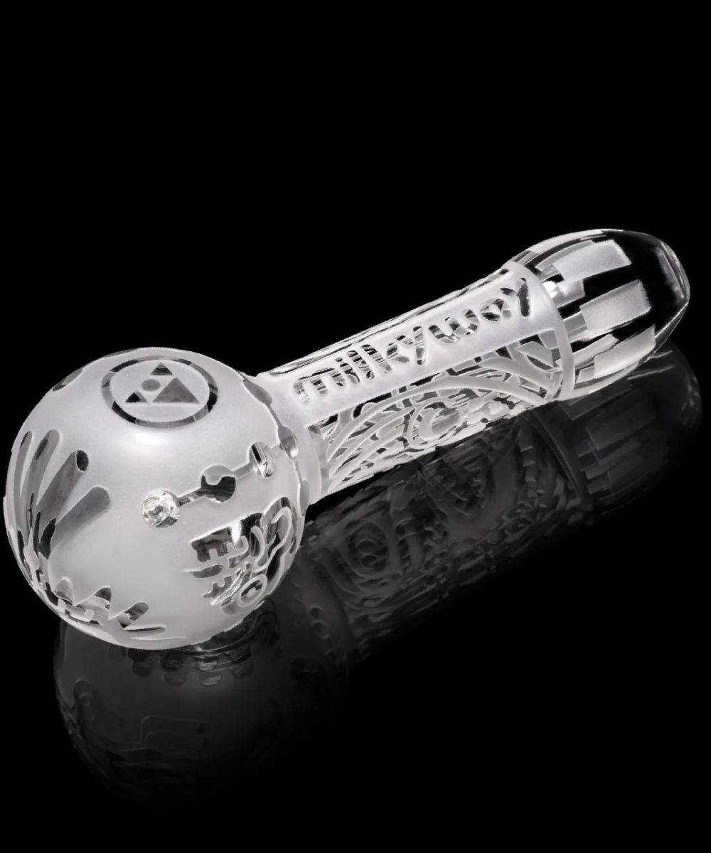 Alternative view of MILKY WAY GLASS: MAYA FACE CLEAR HAND PIPE