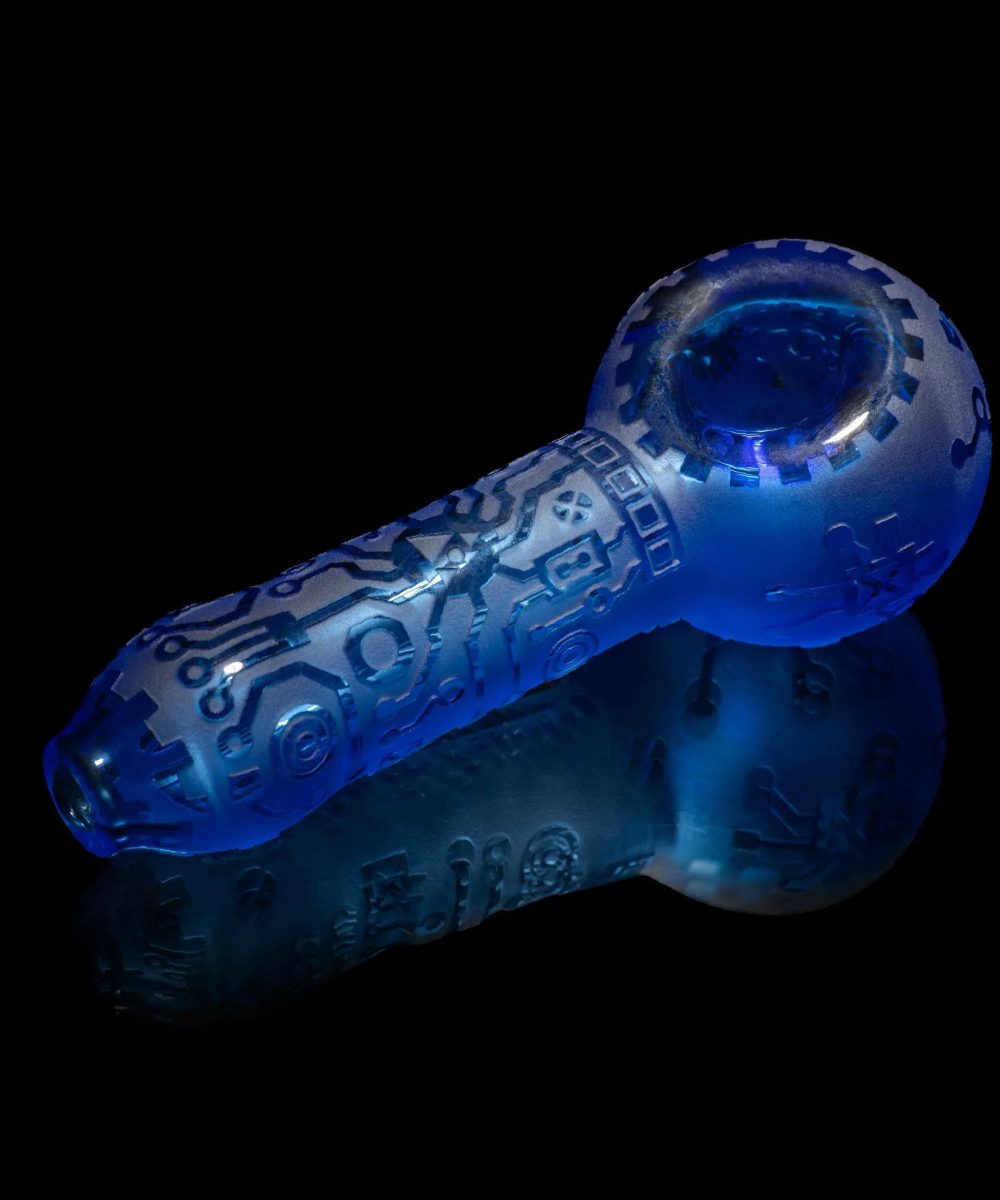 MILKY WAY GLASS: CIRCUITBOARD LIGHT BLUE HAND PIPE
