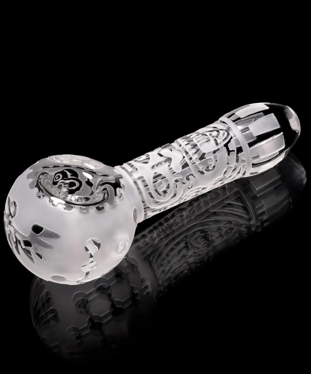 MILKY WAY GLASS: MAYA FACE CLEAR HAND PIPE