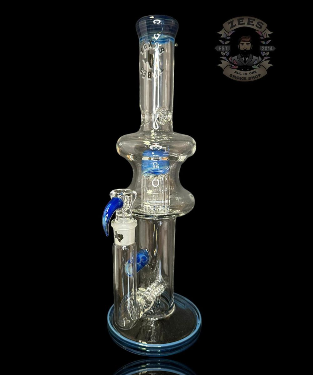 Alternative view of TEXAS TUBES: 15" BLUE SPACE TECH DUAL STEMLINE 8-ARM HOURGLASS TUBE