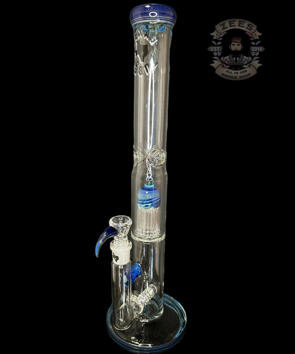 Alternative view of TEXAS TUBES: 18" BLUE SPACE TECH ENCASED OPAL 9-ARM STEMLINE STRAIGHT TUBE