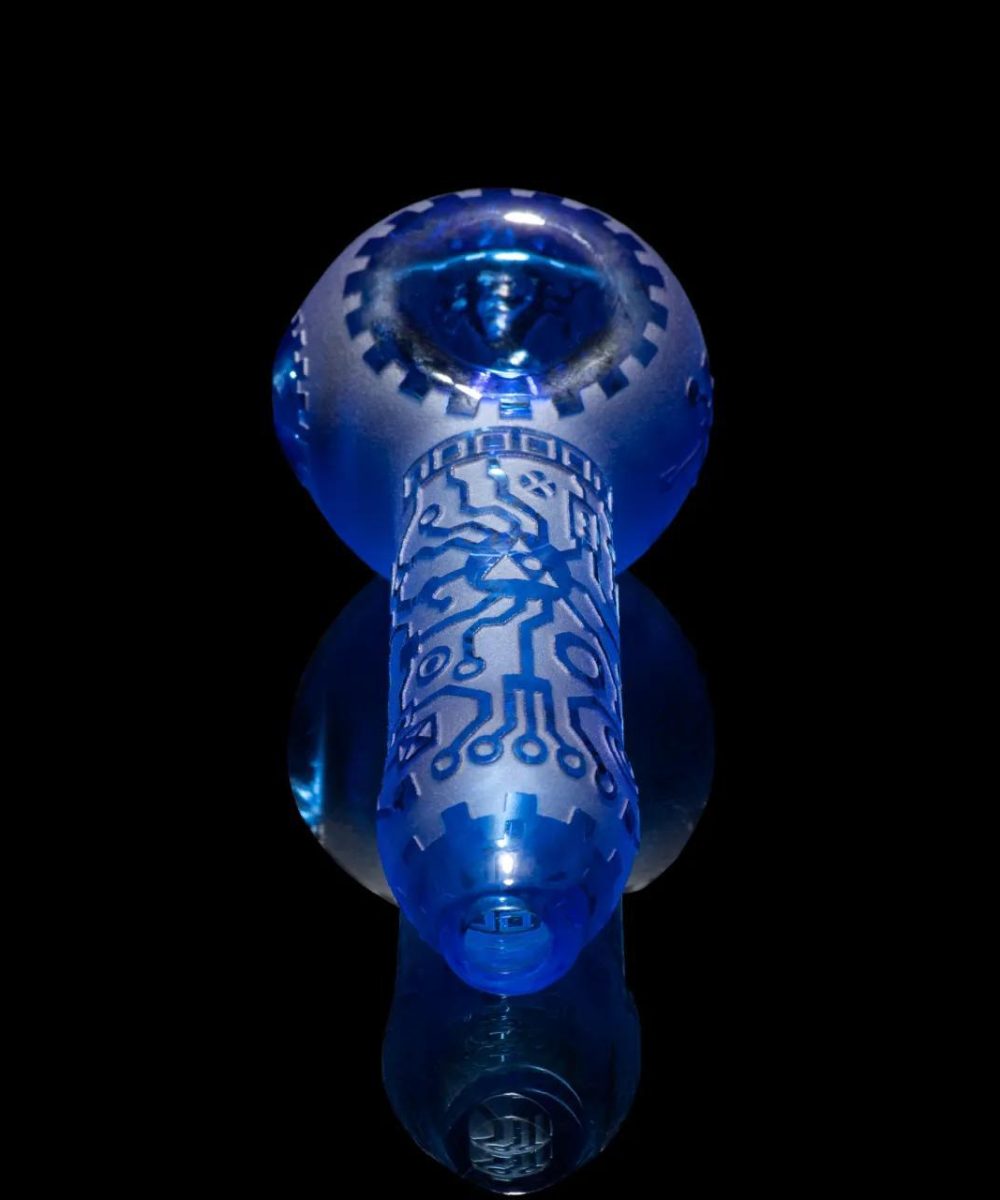 Alternative view of MILKY WAY GLASS: CIRCUITBOARD LIGHT BLUE HAND PIPE