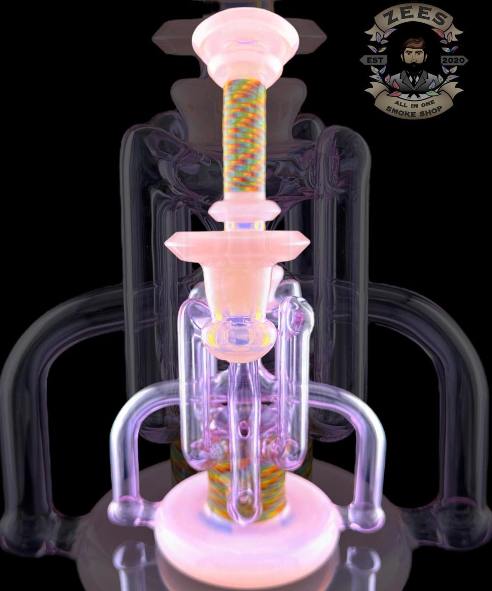 ASIAN KEVIN GLASS 4:2 WORKED UPTAKE RECYCLER #5 GEMINI/PINK SLYME/LINEWORK