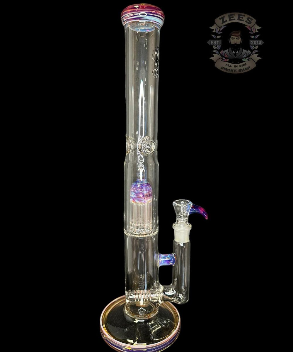 TEXAS TUBES: 18" PURPLE AMBER ENCASED OPAL 9-ARM STEMLINE STRAIGHT TUBE