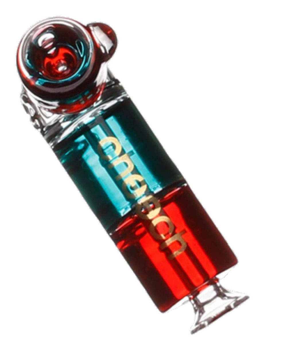 Alternative view of CHEECH GLASS: GLYCERIN DUAL COLOR BOWL HEAD HAND PIPE