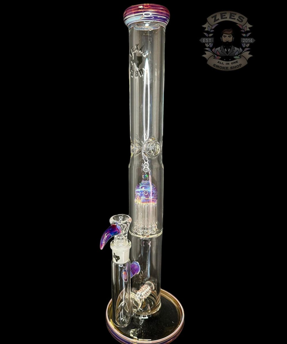 Alternative view of TEXAS TUBES: 18" PURPLE AMBER ENCASED OPAL 9-ARM STEMLINE STRAIGHT TUBE