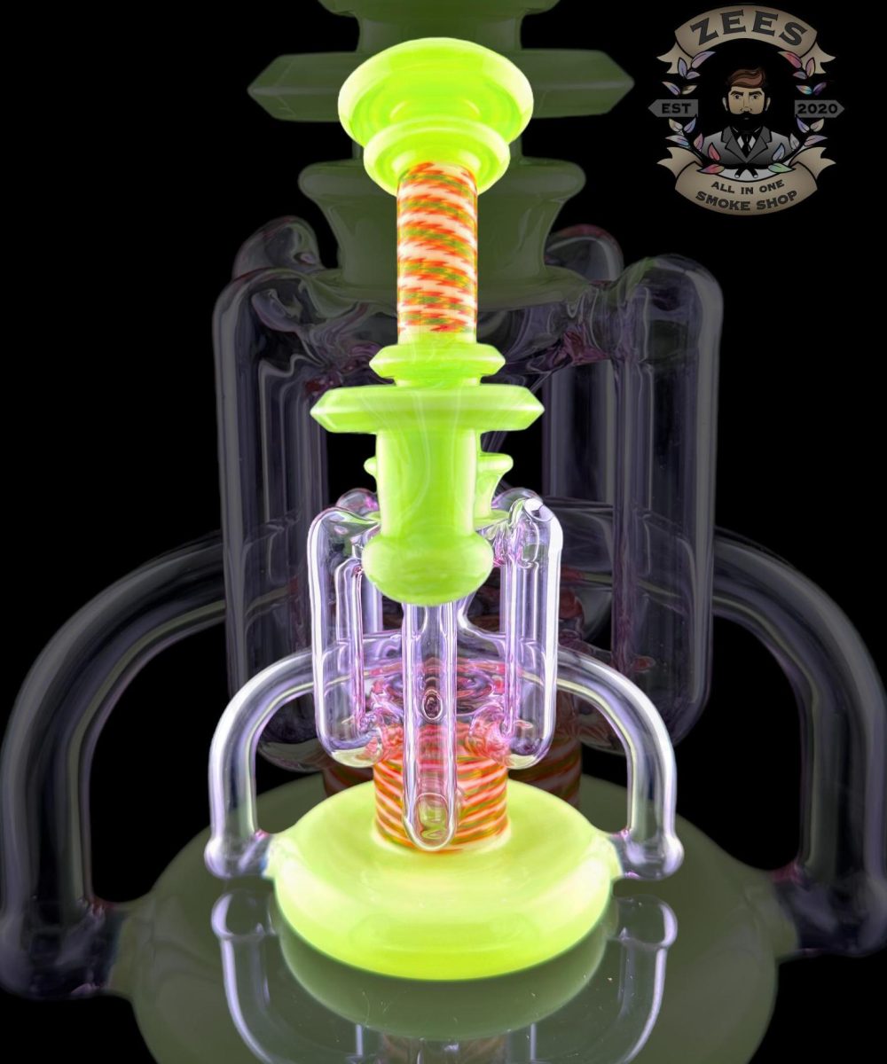 ASIAN KEVIN GLASS 4:2 WORKED UPTAKE RECYCLER #4 MILKY GREEN/GEMINI/LINEWORK