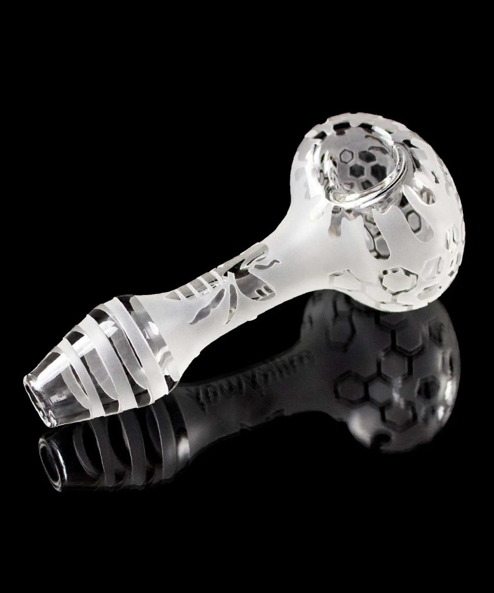 MILKY WAY GLASS: BEE HIVE CLEAR HAND PIPE (MP-013)