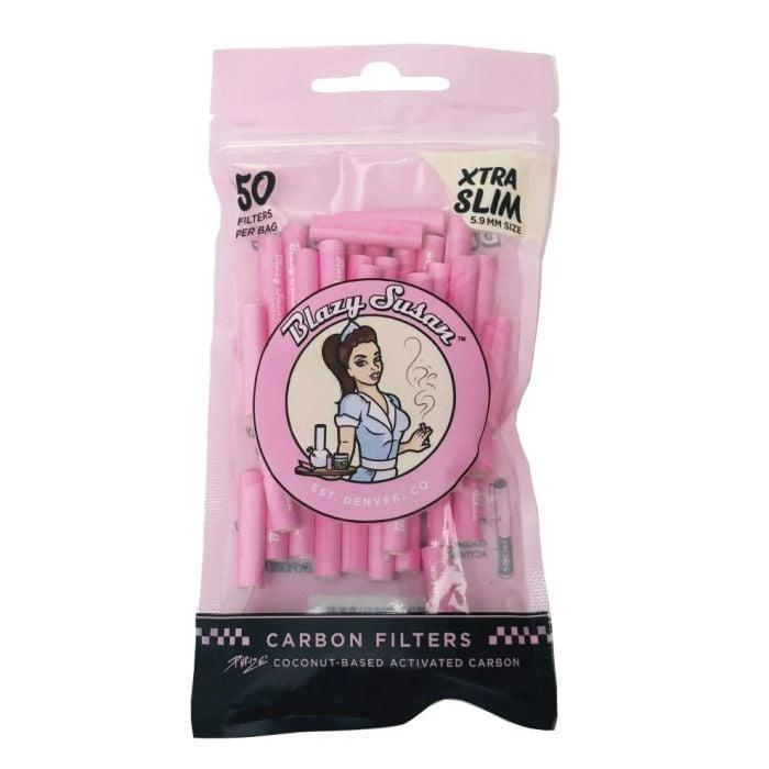 BLAZY SUSAN: ACTIVATED CARBON FILTER TIPS 50CT BAG PINK