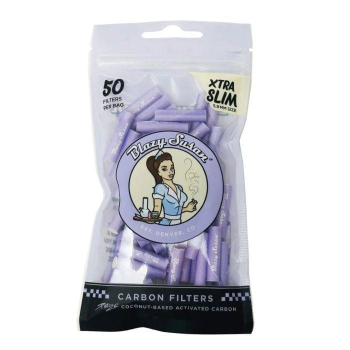 BLAZY SUSAN: ACTIVATED CARBON FILTER TIPS 50CT BAG PURPLE