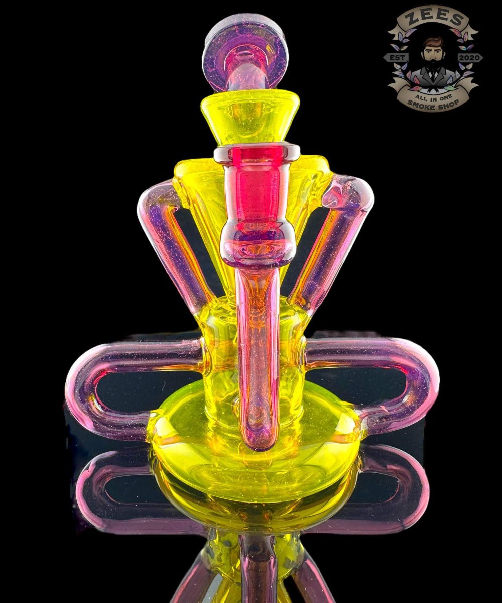 ROWDY GLASS: FULL COLOR T-BONE 4:2 RECYCLER TERPS (CFL) X LIGHT GOLD PURPLE