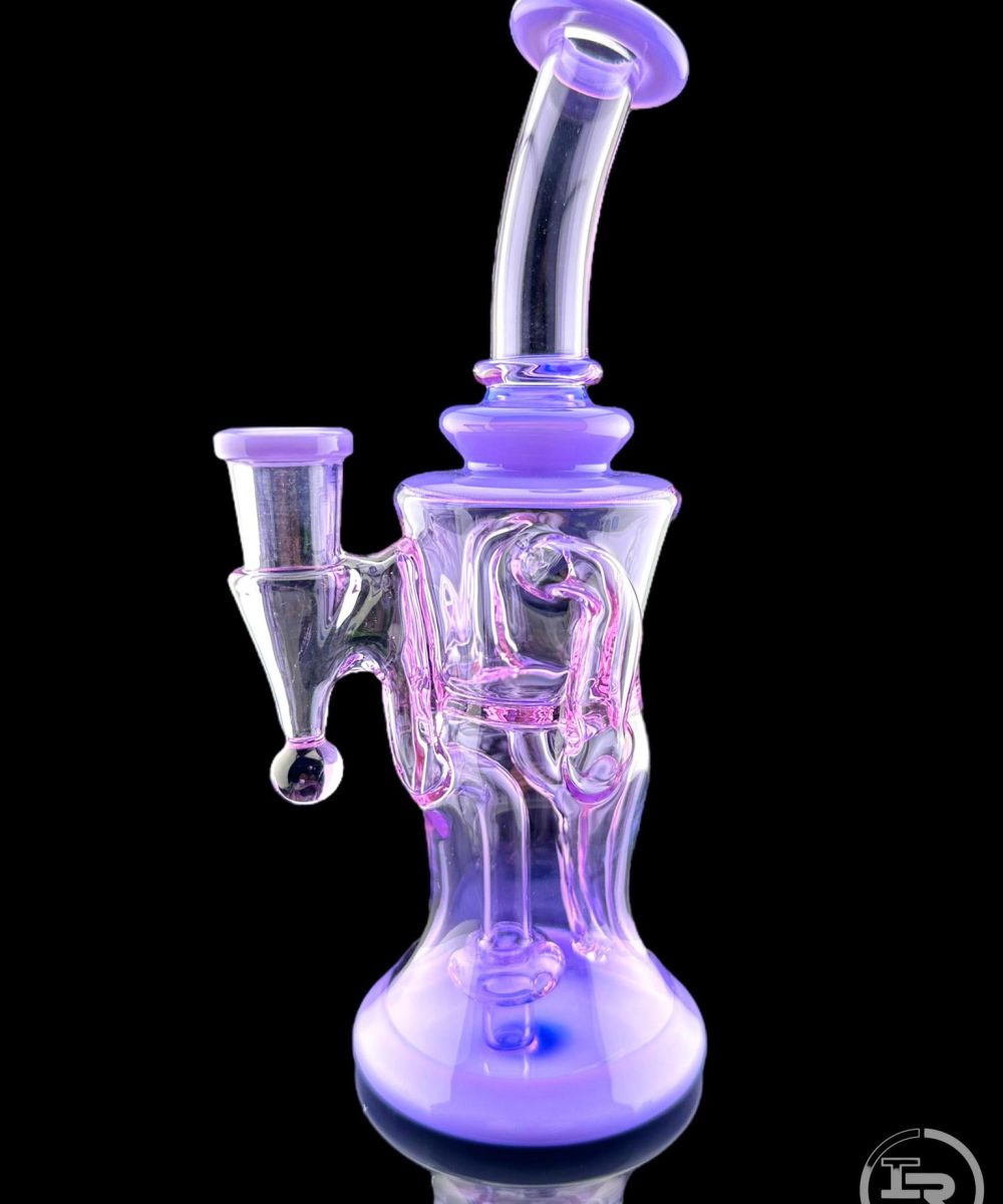IRIDESCENT GLASS: 8" COLORED GILCYCLER WITH MARBLE MILKY PURPLE/CFL PURPLE