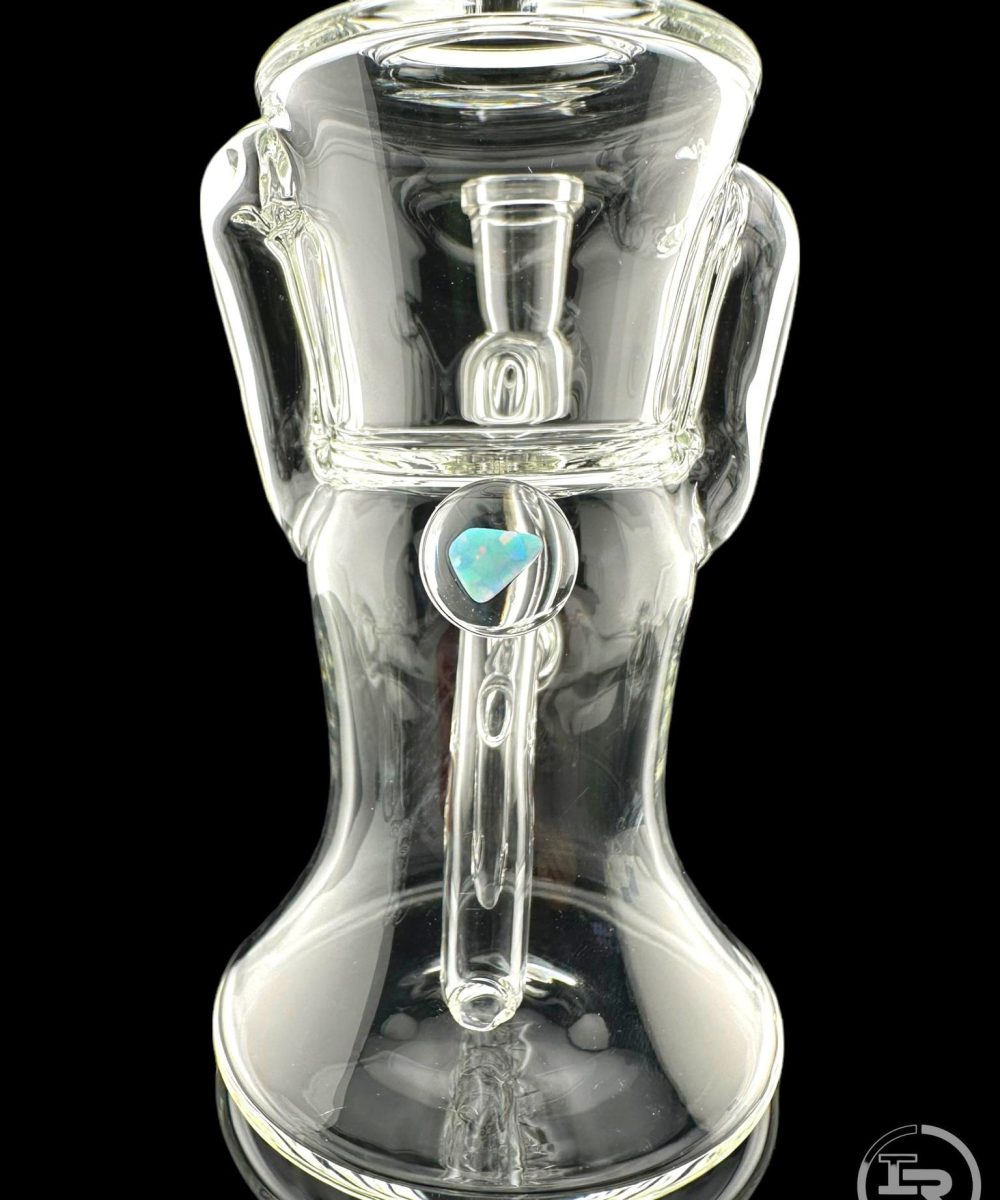 Alternative view of IRIDESCENT GLASS: 8" CLEAR GILCYCLER WITH ENCASED OPAL