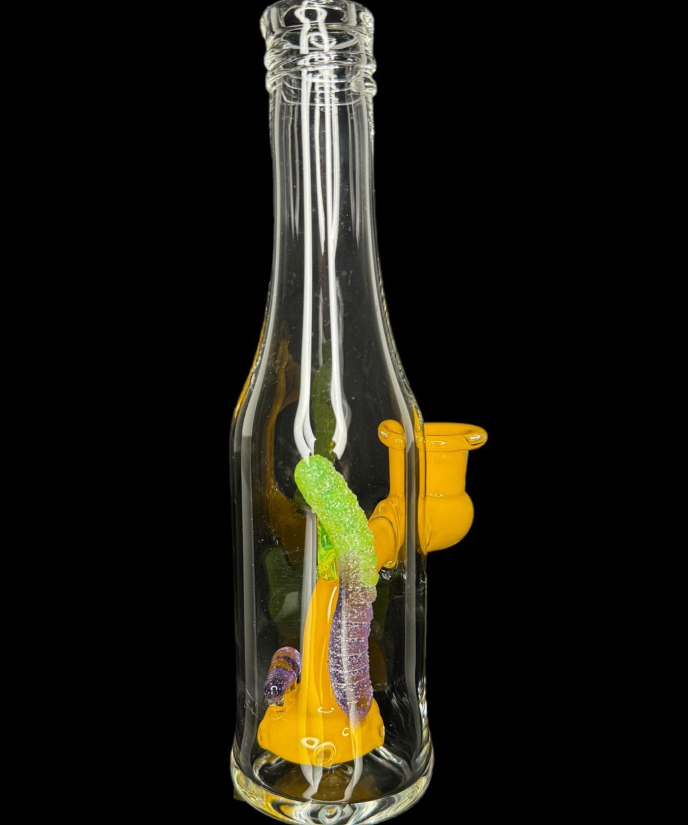 EMPERIAL GLASS: TANGIE/PURPLE LOLLIPOP/GREEN SLYMEASSORTED COLORED GUMMIES BOTTLE RIG