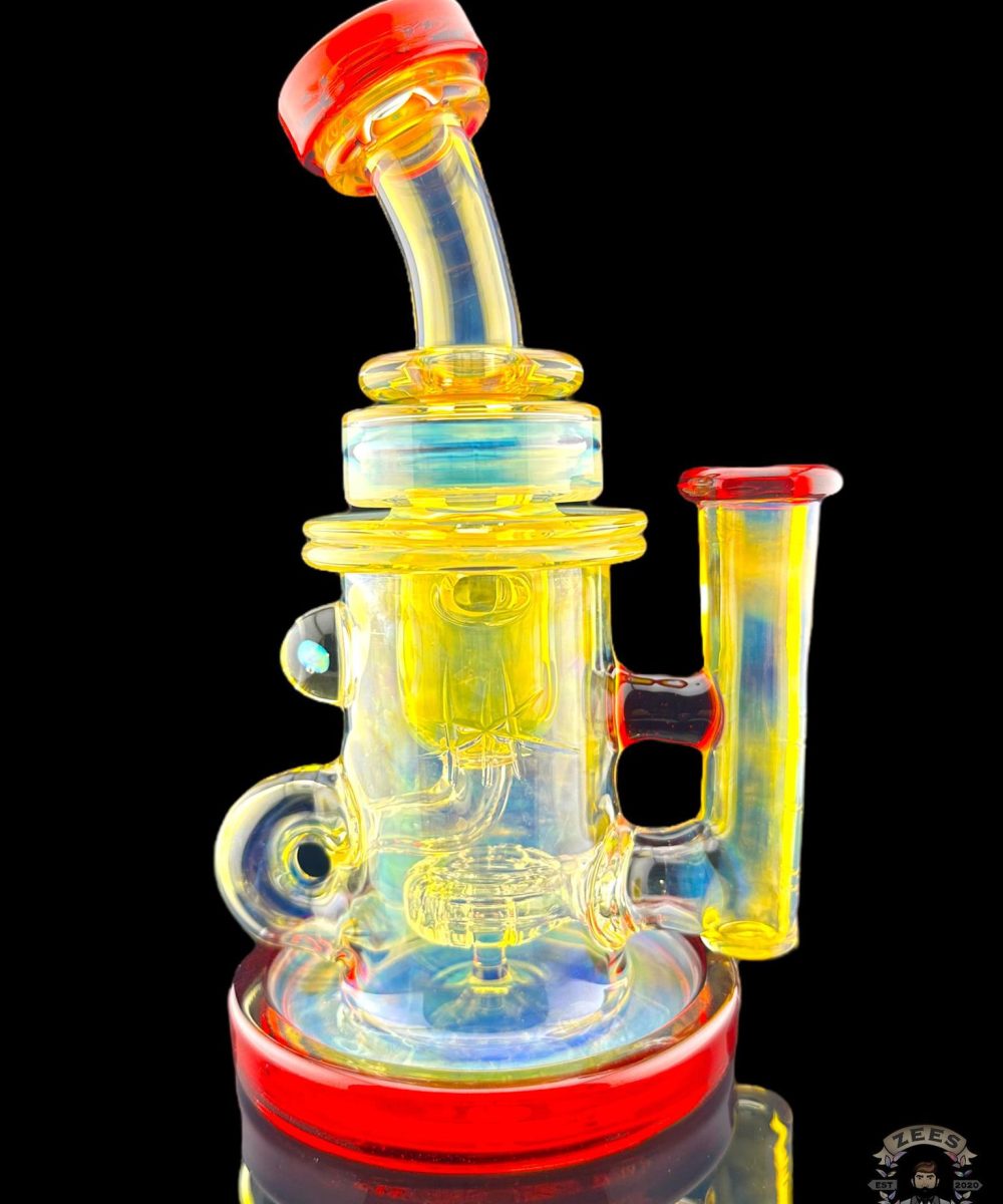 Alternative view of BRONX GLASS: SILVER FUMED X RED POMP