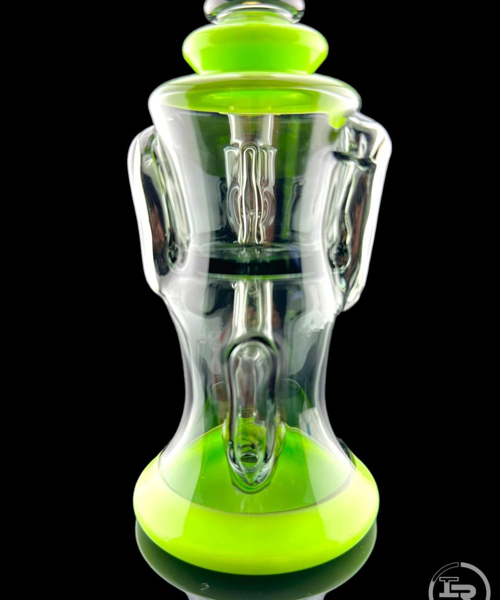 Alternative view of IRIDESCENT GLASS: 8" COLORED GILCYCLER WITH MARBLE MILKY GREEN/TEAL BLACK