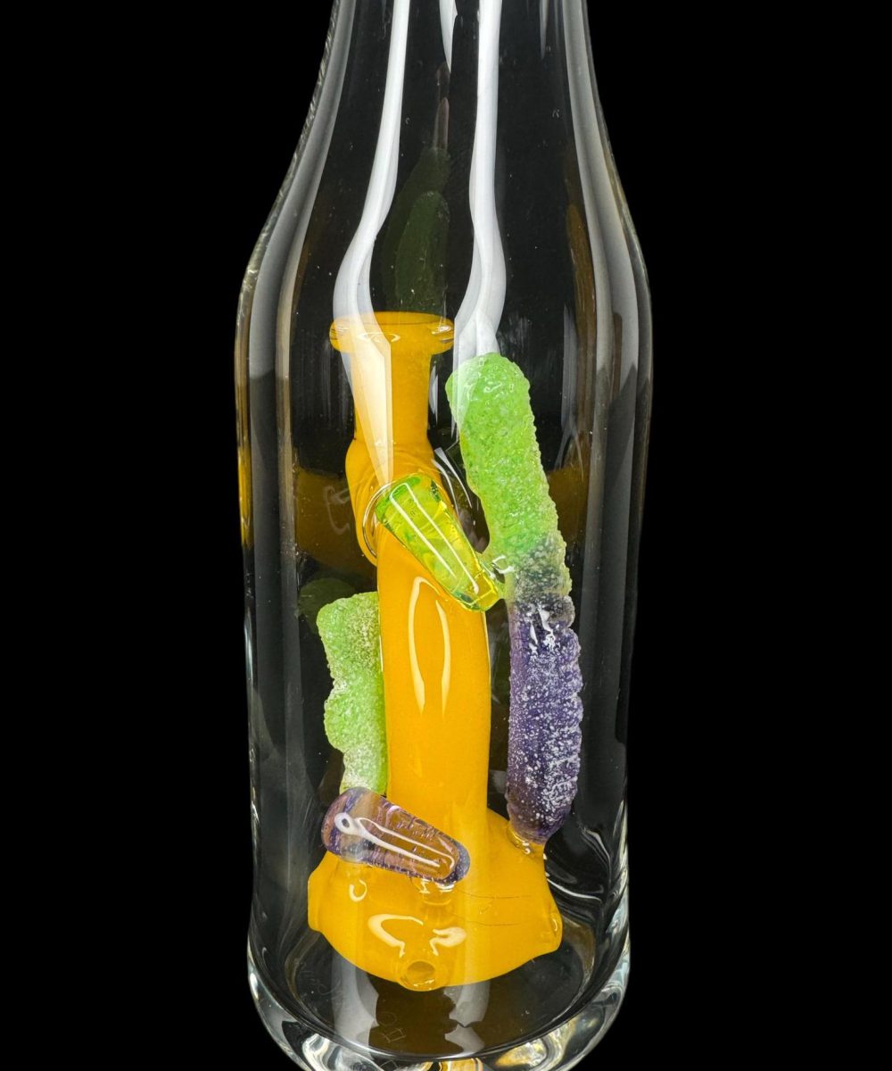 Alternative view of EMPERIAL GLASS: TANGIE/PURPLE LOLLIPOP/GREEN SLYMEASSORTED COLORED GUMMIES BOTTLE RIG