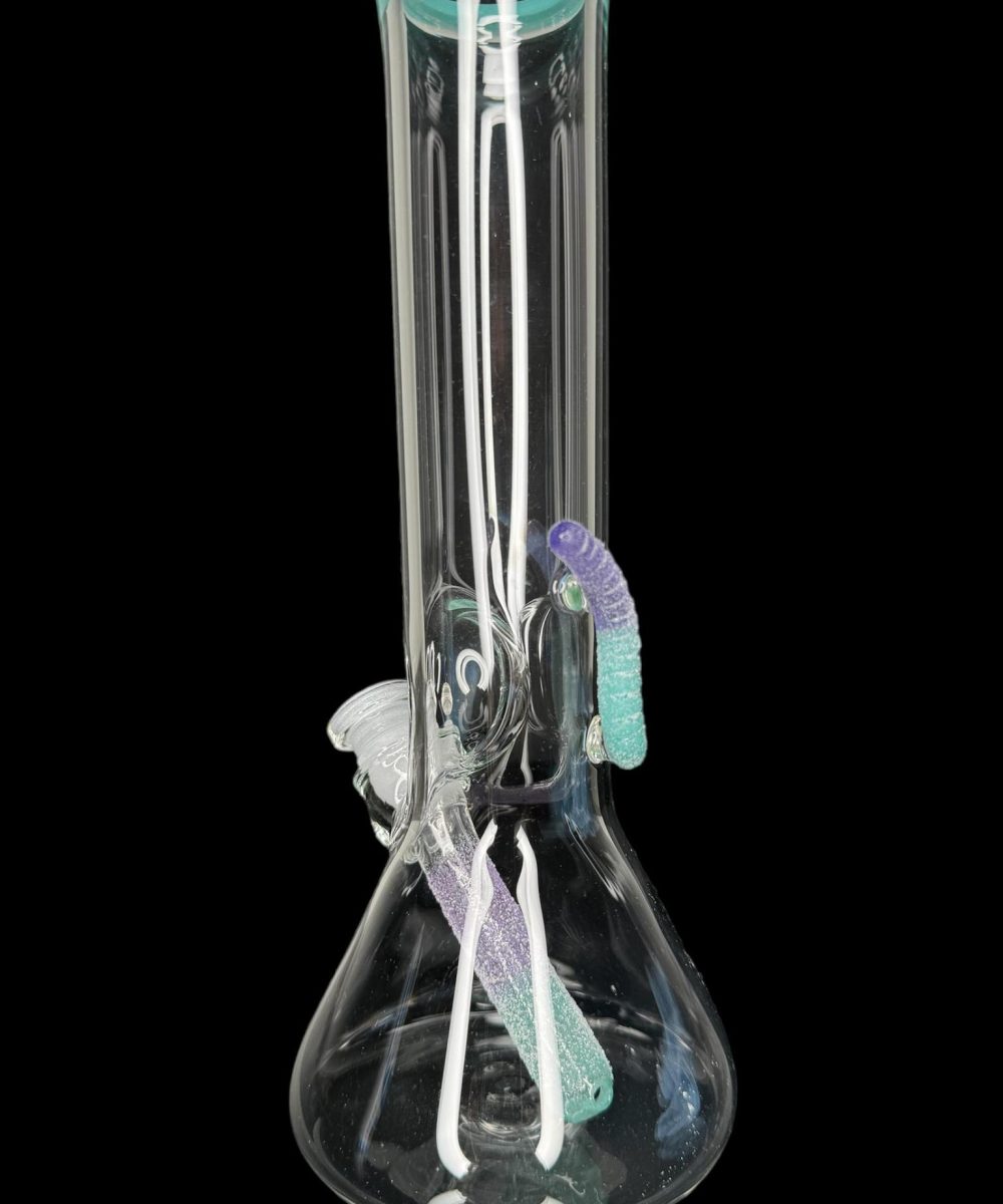 EMPERIAL GLASS: PURPLE LOLLIPOP/REALLY TEALLY WORM BEAKER