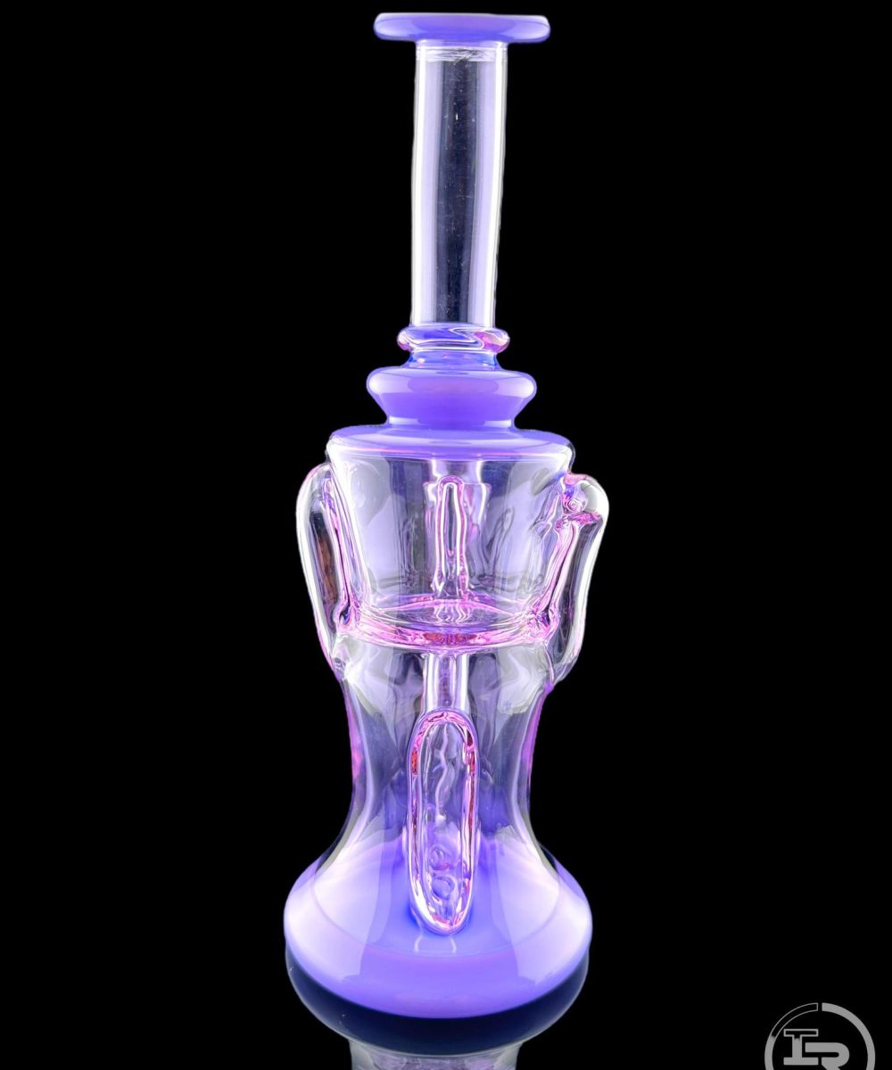 Alternative view of IRIDESCENT GLASS: 8" COLORED GILCYCLER WITH MARBLE MILKY PURPLE/CFL PURPLE