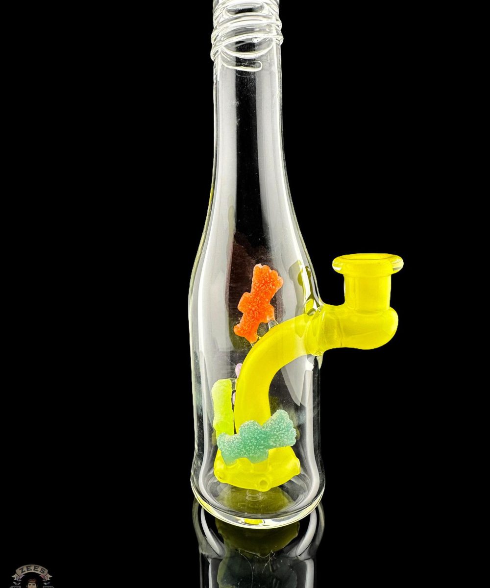 EMPERIAL GLASS: LEMON DROP AND ASSORTED COLORED GUMMIES BOTTLE RIG