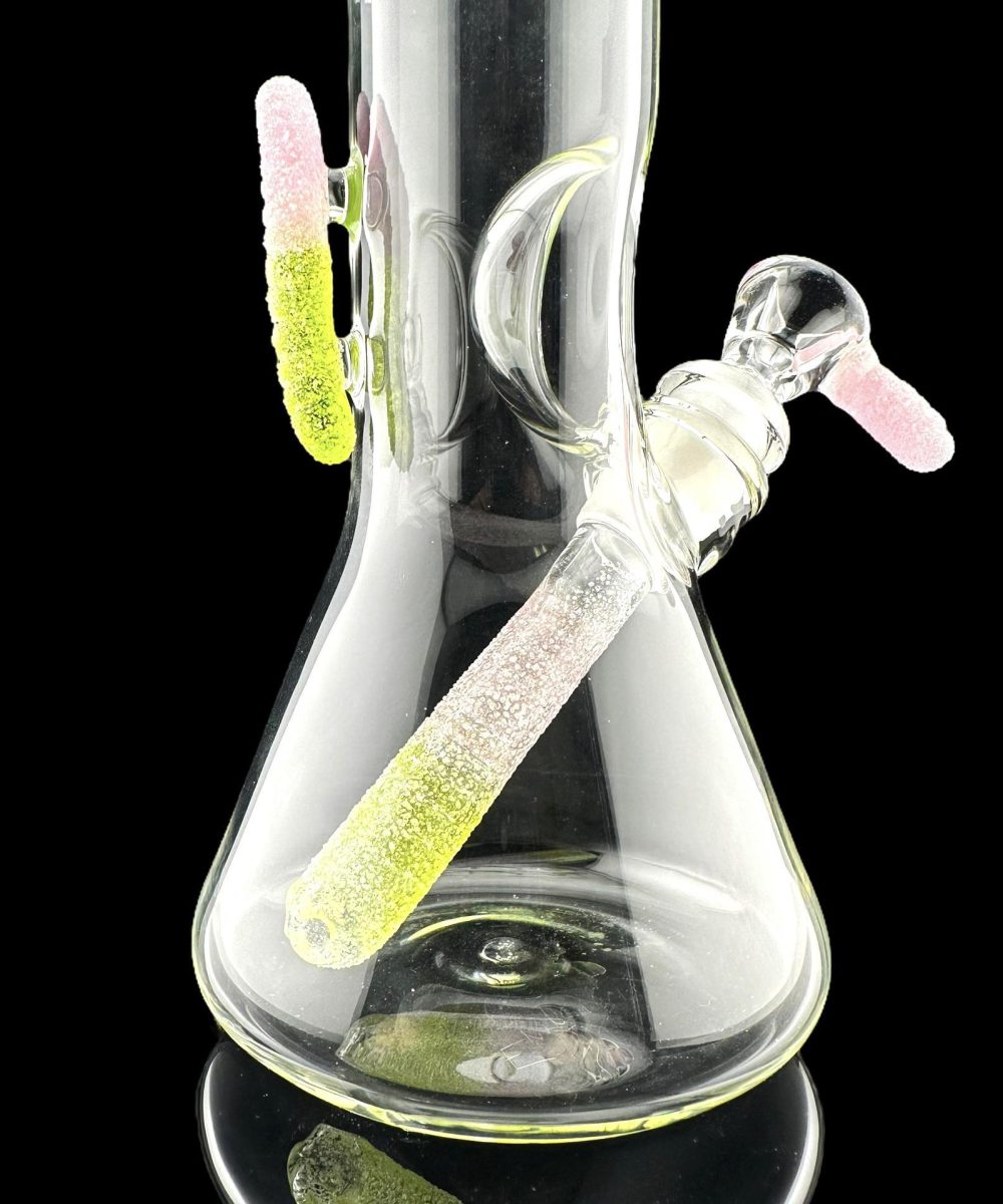 Alternative view of EMPERIAL GLASS: SLYME GREEN AND SLYME PINK WORM BEAKER