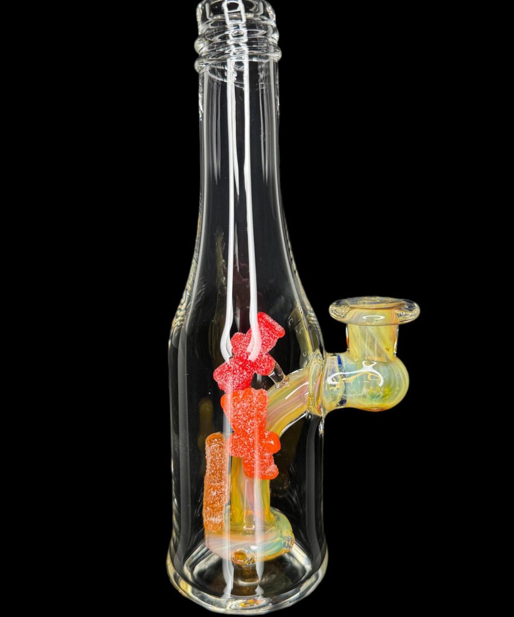 EMPERIAL GLASS: NS YELLOW ASSORTED COLORED GUMMIES BOTTLE RIG