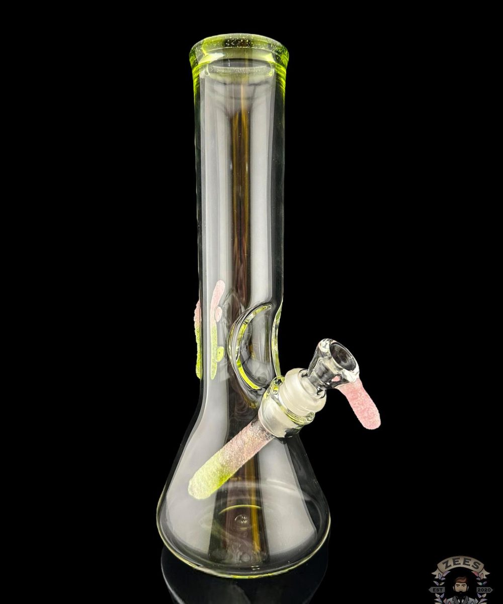 EMPERIAL GLASS: SLYME GREEN AND SLYME PINK WORM BEAKER