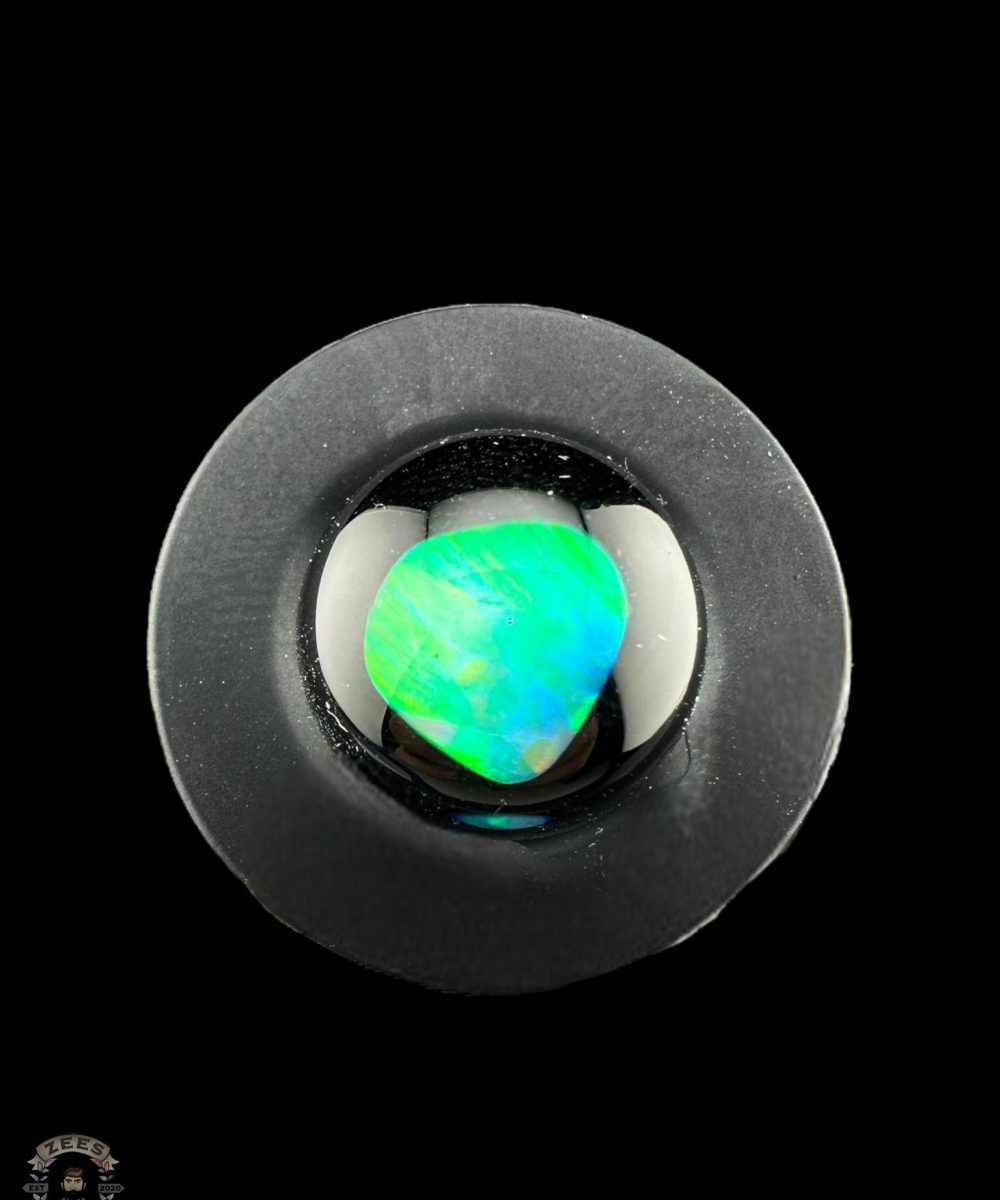 SMIR GLASS: ENCASED OPAL OCULUS PLUG BLACK BOTTOM
