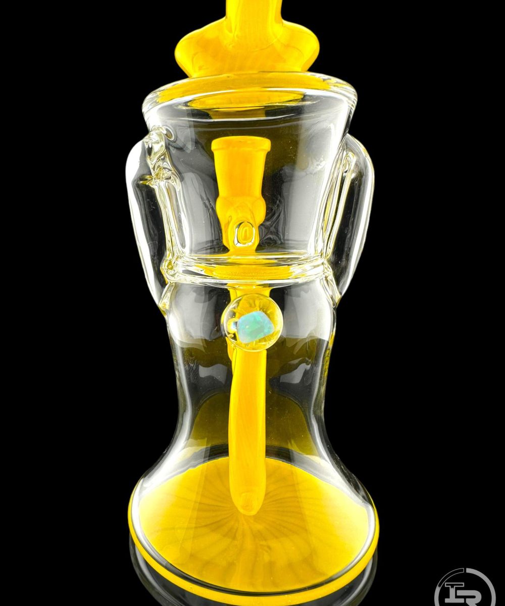 Alternative view of IRIDESCENT GLASS: 8" COLOR ACCENTED GILCYCLER WITH ENCASED OPAL YELLOW CRAYON