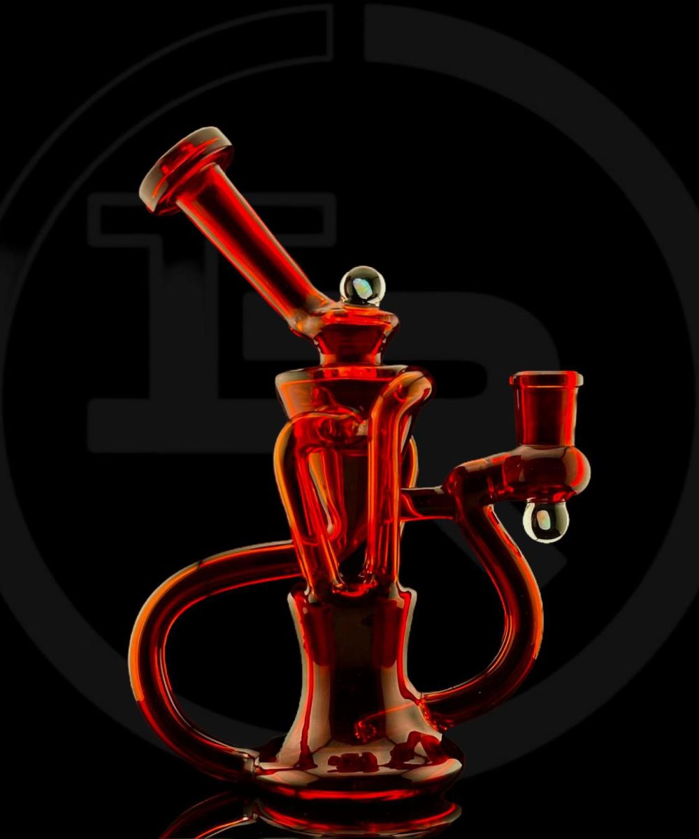 Alternative view of IRIDESCENT GLASS: 7" QUAD UPTAKE RECYCLER POMEGRANATE