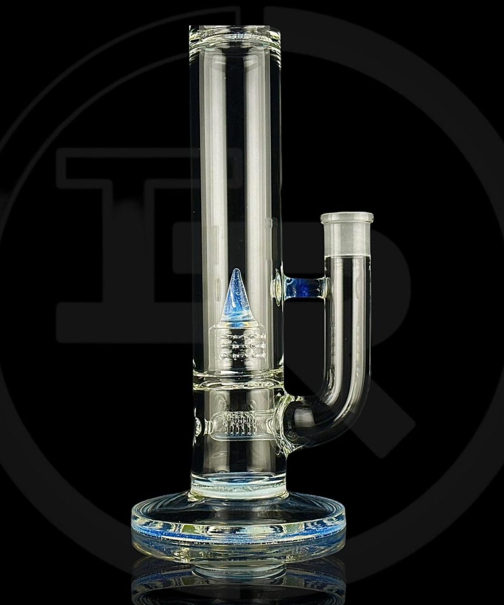 Alternative view of IRIDESCENT GLASS: TRIPLE GRIDDED STEM FLOWER TUBE SECRET WHITE