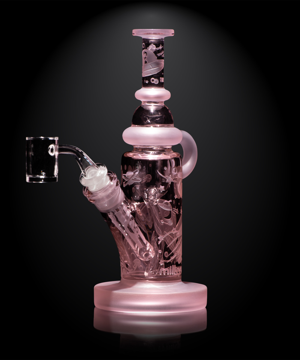 MILKY WAY GLASS: SPACE ODYSSEY INCYCLER 9″ DAB RIG -PINK (MK-1307)