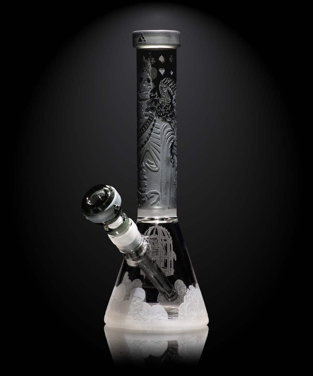 MILKY WAY GLASS: 11" UNHOLY CORONATION  BEAKER BONG- SMOKE (MK-1201)