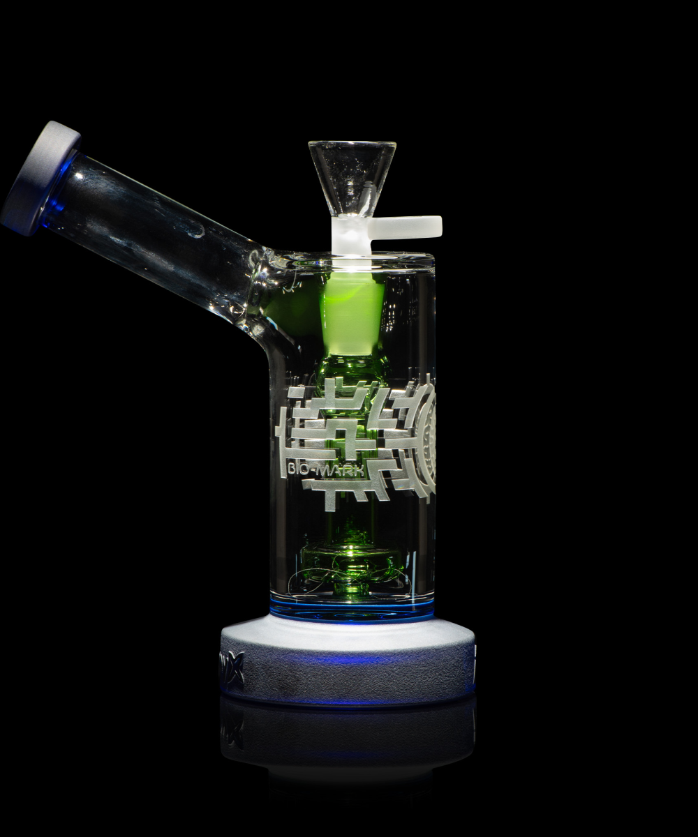 MILKY WAY GLASS: BIO-MARK 7" SIDECAR DAB RIG -DARK BLUE (MX-302-3)