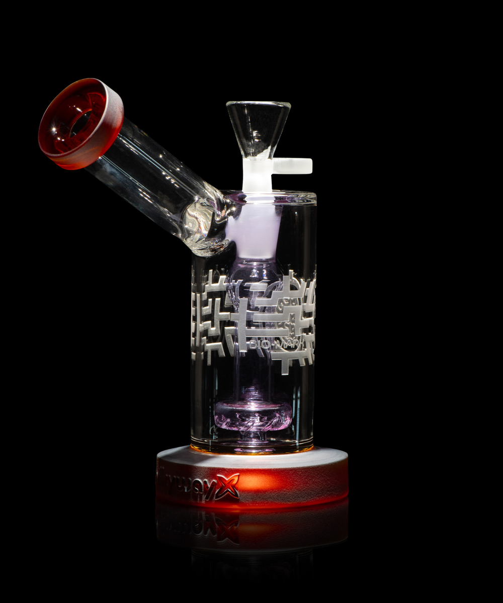MILKY WAY GLASS: BIO-MARK 7" SIDECAR DAB RIG -PURPLE (MX-302-4)