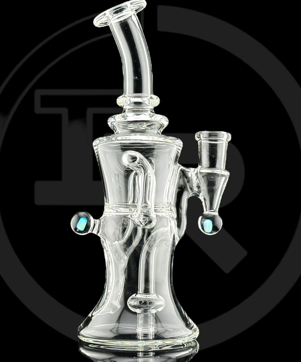 Alternative view of IRIDESCENT GLASS: 8" CLEAR GILCYCLER WITH DOUBLE OPAL