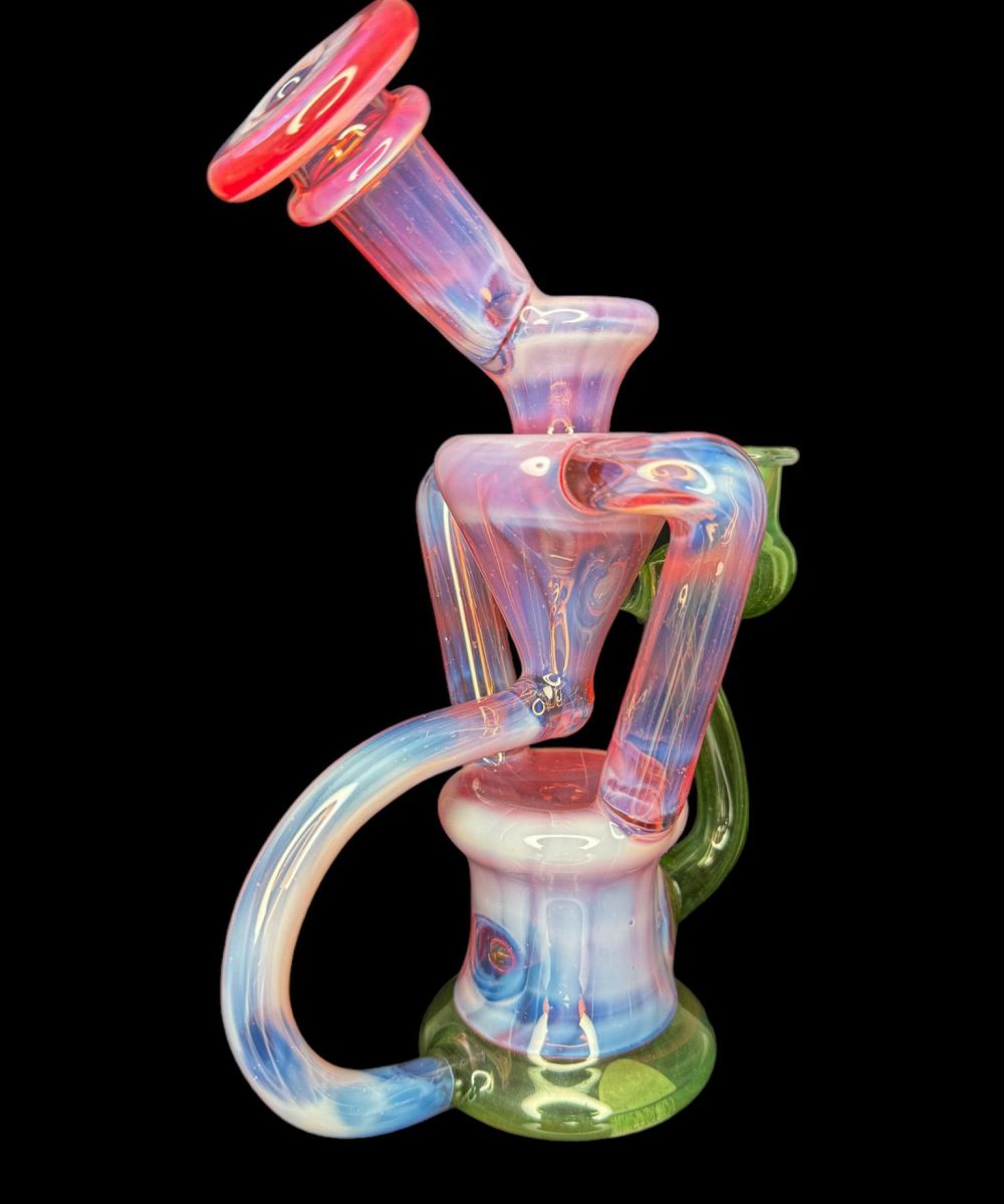 Alternative view of CURSE GLASS 2:1 AMBER PURPLE AND GREEN DUAL UPTAKE RECYCLER
