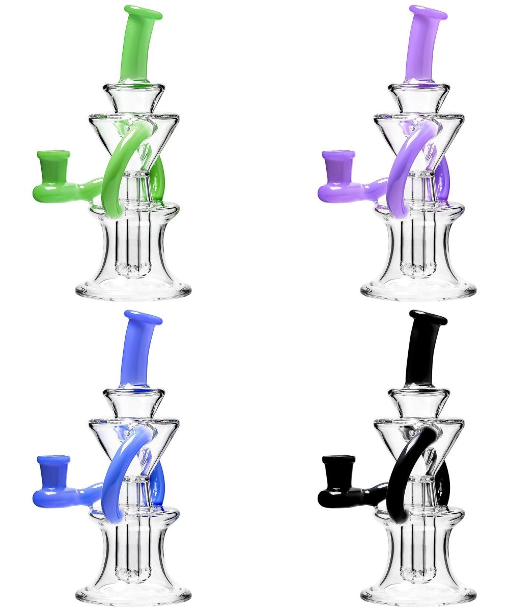 IRIDESCENT GLASS: 6" TWO CHAMBER DUAL RECYCLER COLOR ACCENTED