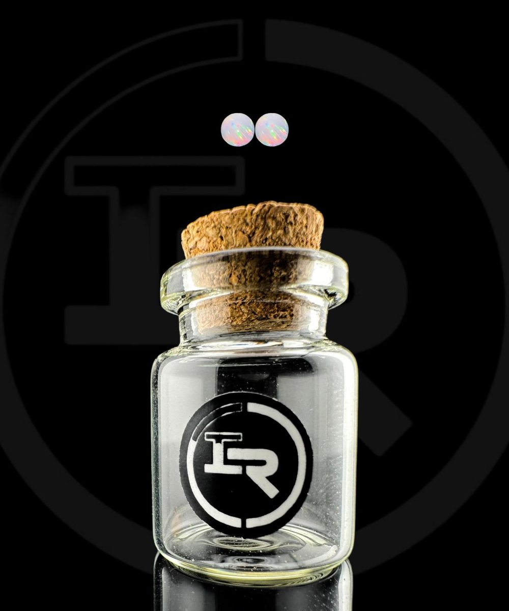 IRIDESCENT GLASS: OPAL PEARLS (2PC) ASSORTED WITH FREE JAR