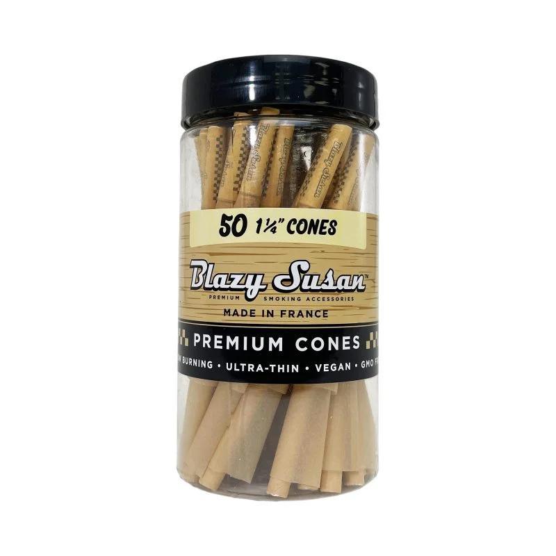 BLAZY SUSAN: 1 1/4 CONES 50CT JAR UNBLEACHED