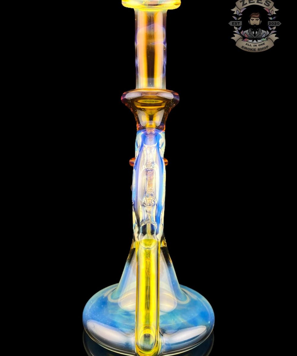 Alternative view of UZZI GLASS: DUMPY RECYCLER #4 SILVER FUME X NS YELLOW