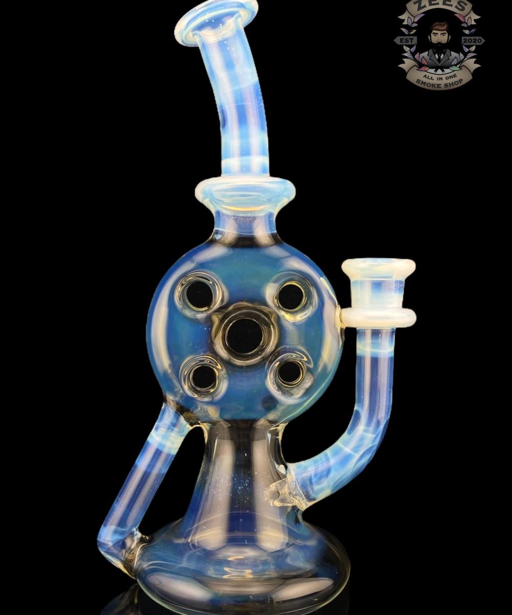 UZZI GLASS: DUMPY RECYCLER #3 SILVER FUME X GHOST