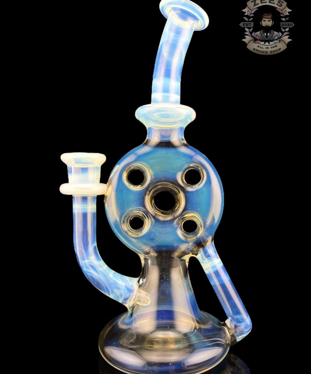 Alternative view of UZZI GLASS: DUMPY RECYCLER #3 SILVER FUME X GHOST