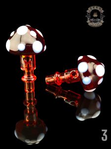 #3 RED POMP W/ MOONSTONE DOTS