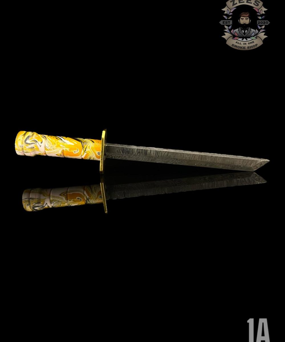 Alternative view of DAMASCUS HK KNIVES: DAMASCUS CHOKUTO SWORD DABBER RESIN MIX